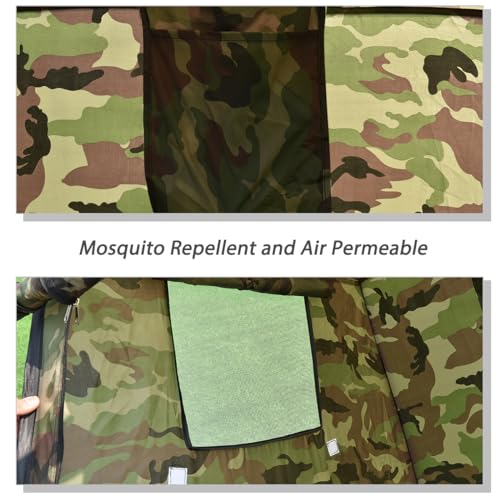 COSTWAY Outdoor Pop up Tent, Camping Instant Toilet Shower Changing Room Tent with Mesh Window, Storage Bag and Hanging Rope, Portable Sun Shelter Camo - Image 4