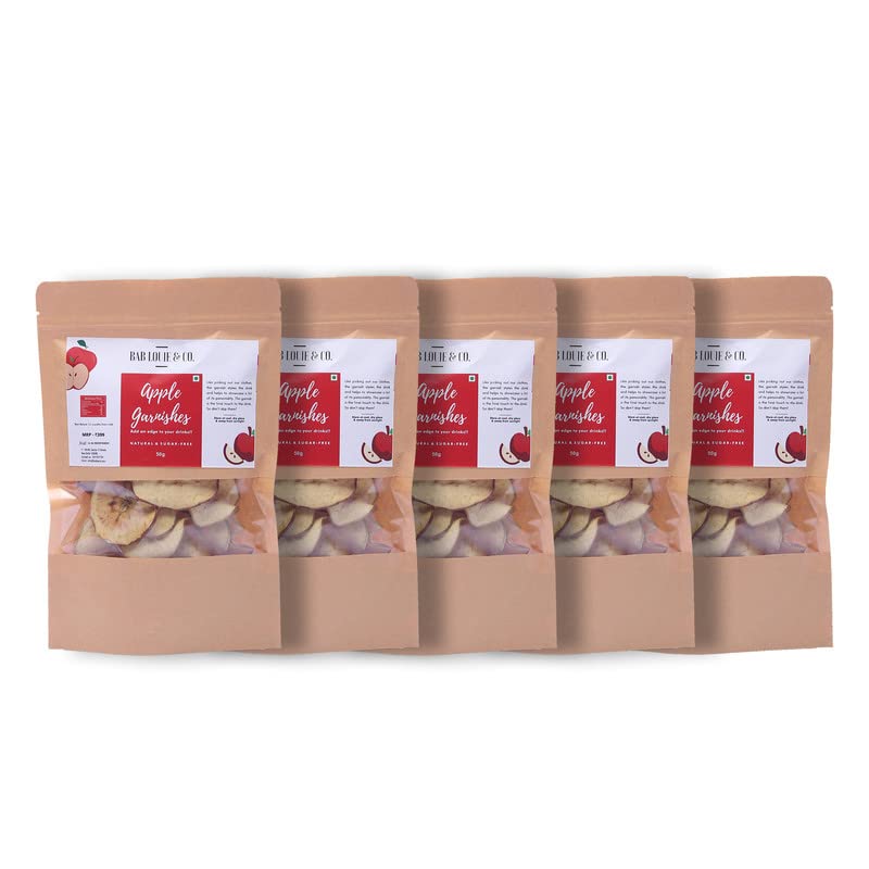 Image of Bab Louie & Co. Apple Dehydrated Fruits Garnishes For Cocktail, Mocktail, Detox Water, Green Tea, Snacks | Air Dried | Gluten Free | 100% Natural | Zero Preservatives | 50 Gm (Pack Of 5)