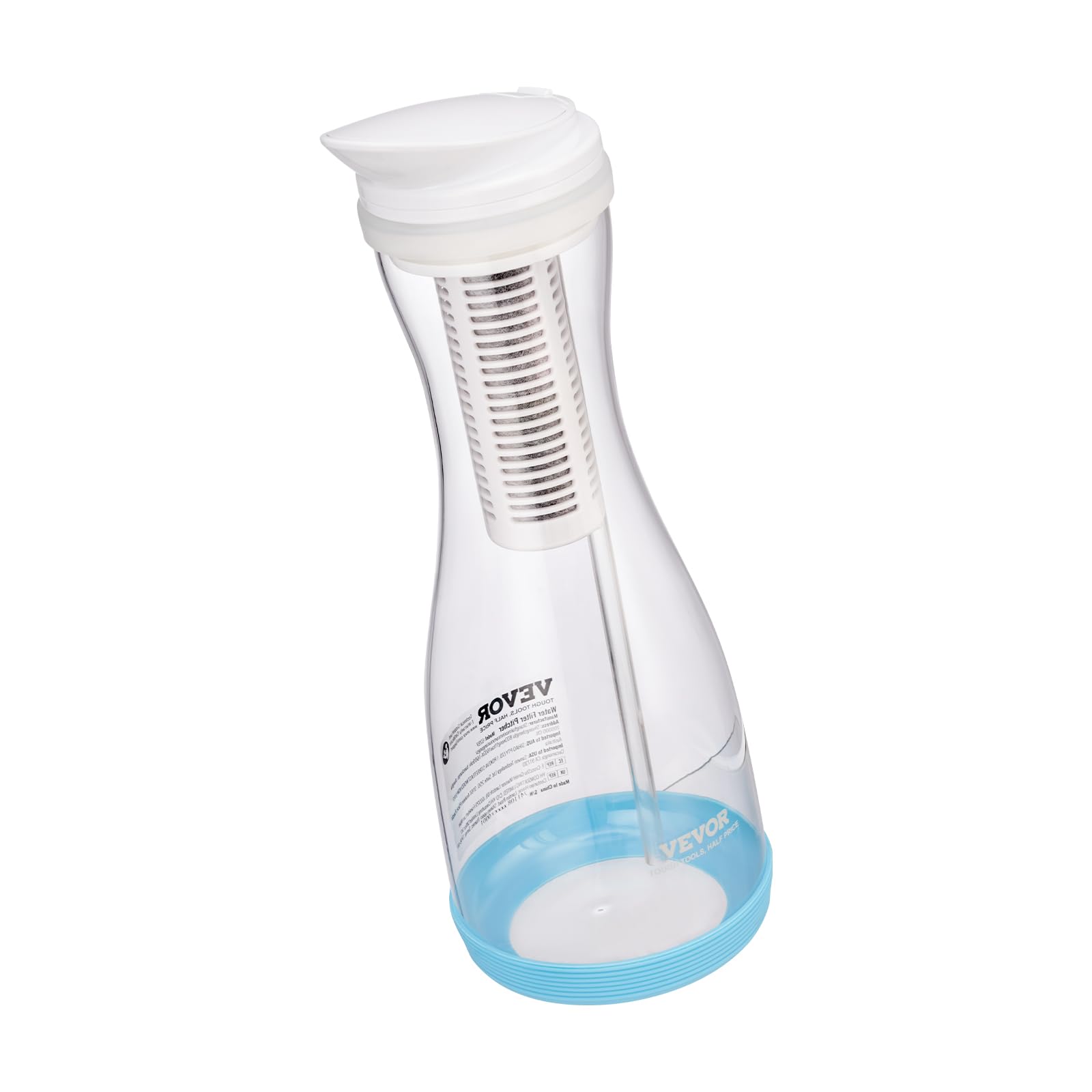 VEVOR Carafe Filtrant en Verre 6 Tasses, Pichet Filtrant Capacité de Filtre 800 L, Distributeur d'Eau Sûr sans BPA, Réduisant le Chlore, la Rouille, les Odeurs, PFOA/PFOS, pour Maison Bureau