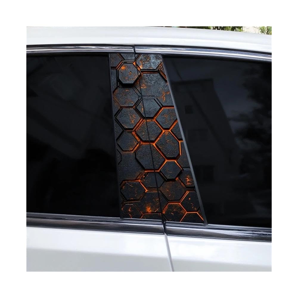 Bertdcx N 2Pcs Honeycomb Waterproof Vinyl Car Sticker Diy Car Door Pillar Decorative Sticker Auto Parts(N)