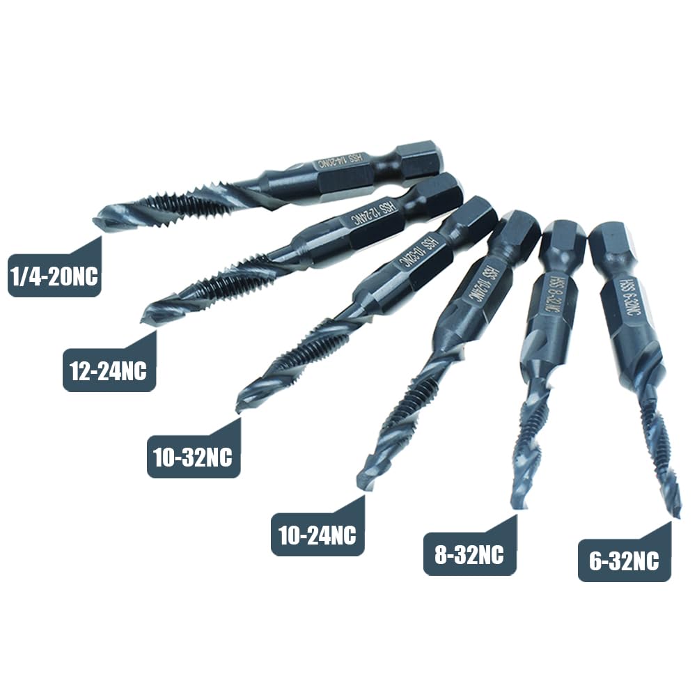 6-Piece Drill Tap Bit Set - Black Nitride Coated -2