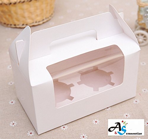 A&S Creavention Cupcake Container Boxes Togo Carriers (White, 2 Holders)
