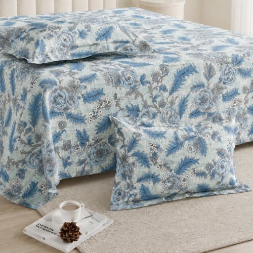 Image of LANE LINEN Symphony 100% Cotton 144TC King Bedsheet Set, 3 Piece, Printed