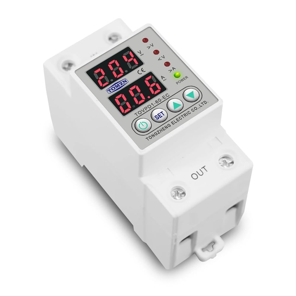 Interruttore Magnetotermico 60A Guida DIN 230 V regolabile e sotto la tensione Protezione del dispositivo Protector Relay Monitor Monitor Limite corrente Differenziale Riarmo Automatico (Misurare : 8