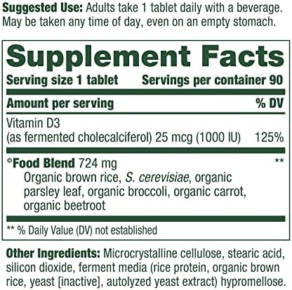 MegaFood Vitamin D3 1000 IU (25 mcg) - Immune Support Supplement - Bone Health - With easily-absorbed Vitamin D3 – Plus real food - Non-GMO, Vegetarian - Made Without 9 Food Allergens - 90 Tabs 2 MegaFood Vitamin D3 1000 IU (25 mcg) - Immune Support Supplement - Bone Health - With easily-absorbed Vitamin D3 – Plus real food - Non-GMO, Vegetarian - Made Without 9 Food Allergens - 90 Tabs