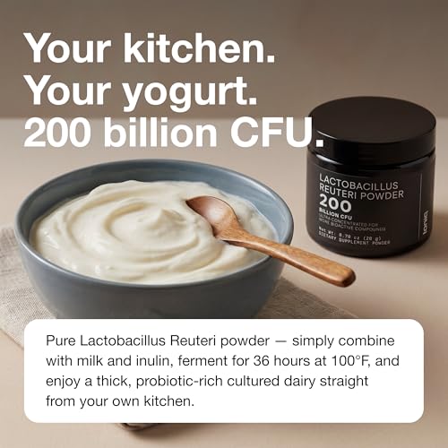 Image of L Reuteri Yogurt Starter & Probiotic Powder - Ultra High Strength 200 Billion CFU Pure Lactobacillus Reuteri - 3rd Party Tested, Shelf-Stable, Single-Strain - 20g