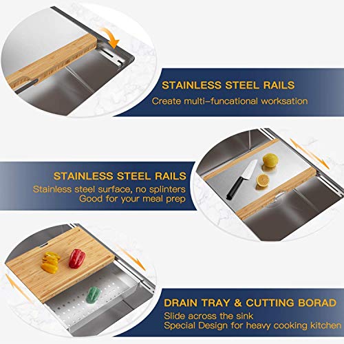 TORVA 25 Inch Drop-in Stainless Steel Single Bowl Kitchen Sink, Topmount Workstation Sink with 304 Stainless Steel Bar Prep Sink - Thumbnail 2