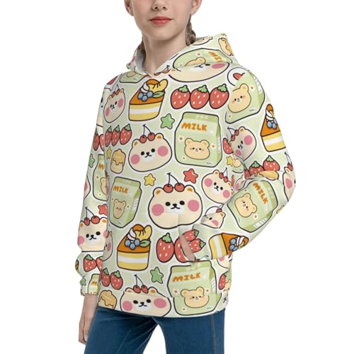 Cute Cherry Bear Face Kid Hoodies Boys Sweatshirts Girls Pullover with Pocket2