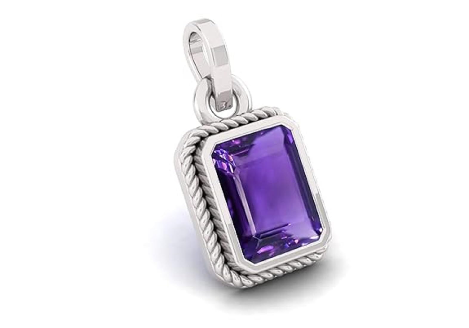 kushmiwal gems 2.00 Ratti Natural Quality Katela Amethyst Silver Plated Pendant/Locket Gemstone (Top AAA+) Quality for Men and Women-picture-8