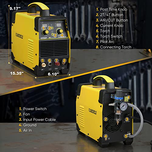 Flameweld Pilot Arc Plasma Cutter - Cut55Dp 55Amps Non-Touch Pilot Arc Plasma Cutter Machine, 110/220V Dual Voltage Plasma Cutting Machine 16Mm Clean Cutting Thickness #TOP4