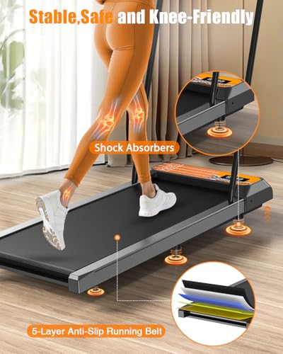 Image of HCOIW Walking Treadmill Pad with Incline - Portable Under Desk Treadmill, Walking Mat Pad with Handle Bar, 2.5HP Low Noise, 2 in 1 Treadmills for Home Office, Remote Control with LED Screen