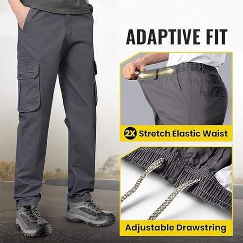 Adorlina Flex Cargo Pants for Men,Flexrover - Ultra Comfort Flex Fit Multi-Pocket Durable Pants Flex Rover Cargo Pant4