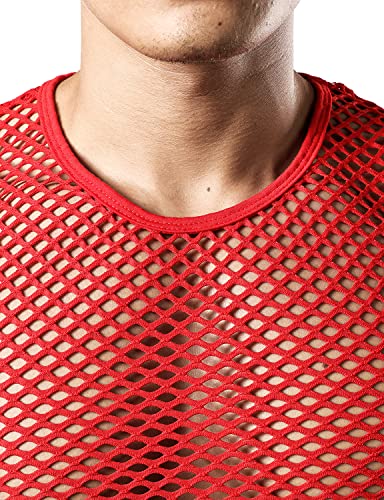 Image of JOGAL Men's Mesh Fishnet Fitted Sleeveless Muscle Top