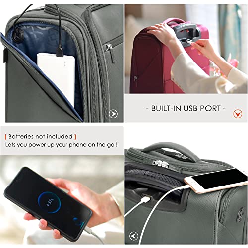 Image of Verage Underseat Carry On Luggage with Spinner Wheels, Grey, 16-Inch Rolling Underseat, 2 Wheels Luggage