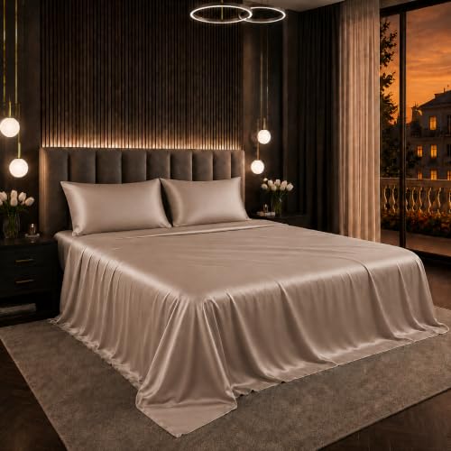 Image of Cloth Fusion Flat Satin Bedsheet Super King Size 108x108 inch