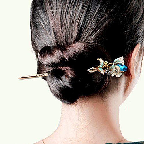 image for STARROP Chinese Hair Chopstick Hair Decor flower Hair Pin Hair Clip Me