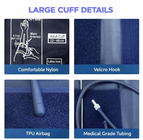 Image of MCP BP Cuff Adult Blood Pressure Monitor Large Cuff XL Compatible with Omron B.P, Ageasy BP, Pharmeasy BP with 6 Size Connectors free (22-48CM)