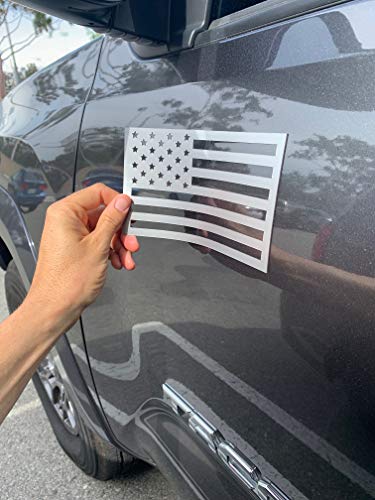 American Flag Magnet Cut-Out - Set of 2 Tactical Car Decal Magnets Made in USA for Car, Truck, SUV (Metallic Gray) - Thumbnail 5
