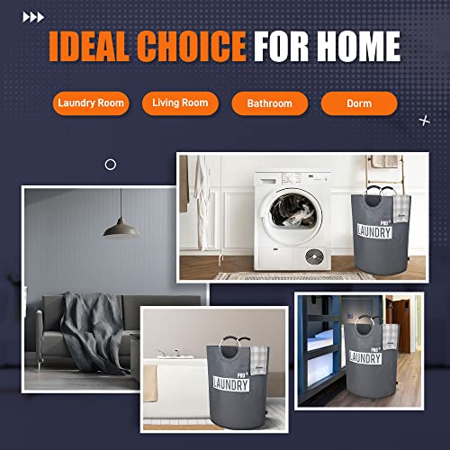 Caroeas Super Large 150L Laundry Basket Pro, Waterproof Laundry Hamper, Collapsible Laundry Basket Easy Storage, Clothes Hamper Stands Up Well, Laundry Bag With Padded Handles (Dark Grey) #TOP5