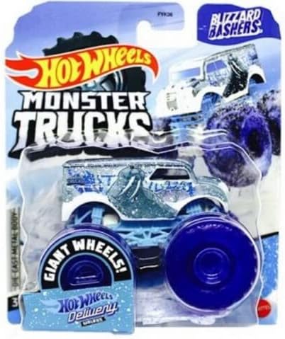 Monster Trucks Blizzard Bashers Hot Wheels Delivery Walrus, Camión fundido a presión a escala 164