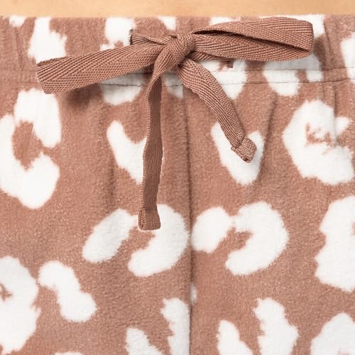 Fruit of the Loom Women's Fleece Sleep Pajama Pant, 2 pack, Heather Burlwood/Animal Print, 2X