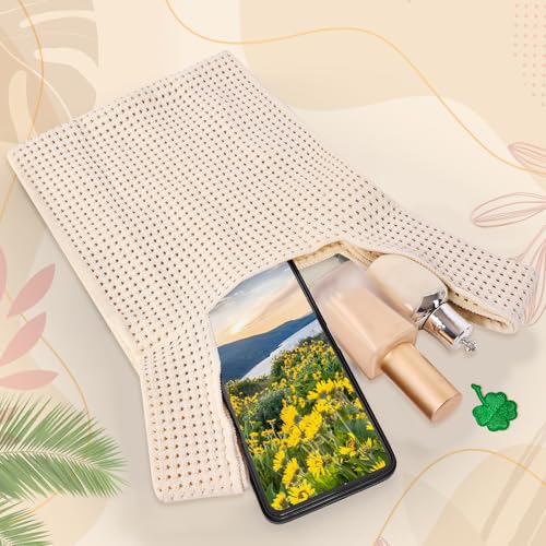 Image of Small Crochet Knit Tote Wrist Bag, Portable Knot Sleeve Handle Bag Cute Wristlet Pouch Purse for Women