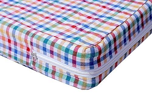 Image of CheckMe Cotton Mattress Cover /Protector for King Size Bed with Zip /Chain 72x78x8 Inch / 6.25x6 Feet - Multicolor