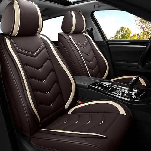 Image of ADERN Car Seat Covers for Jeep Wrangler 2000-2025, Premium Nappa Leather Car Seat Cover, Stylish Sport Seat Covers, Automobile Seat Cover Sets.(Standard 2 Seats /Coffee Color)