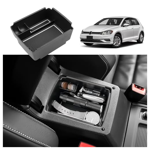 Coleya Mittelkonsole Aufbewahrungsbox Kompatibel mit VW Golf 7 7.5 2013-2019, Golf 7 Zubehör Armlehne Organizer, Golf 7.5 Mittelarmlehne Handschuhfach Mit Rutschfestermatte (Weiß)