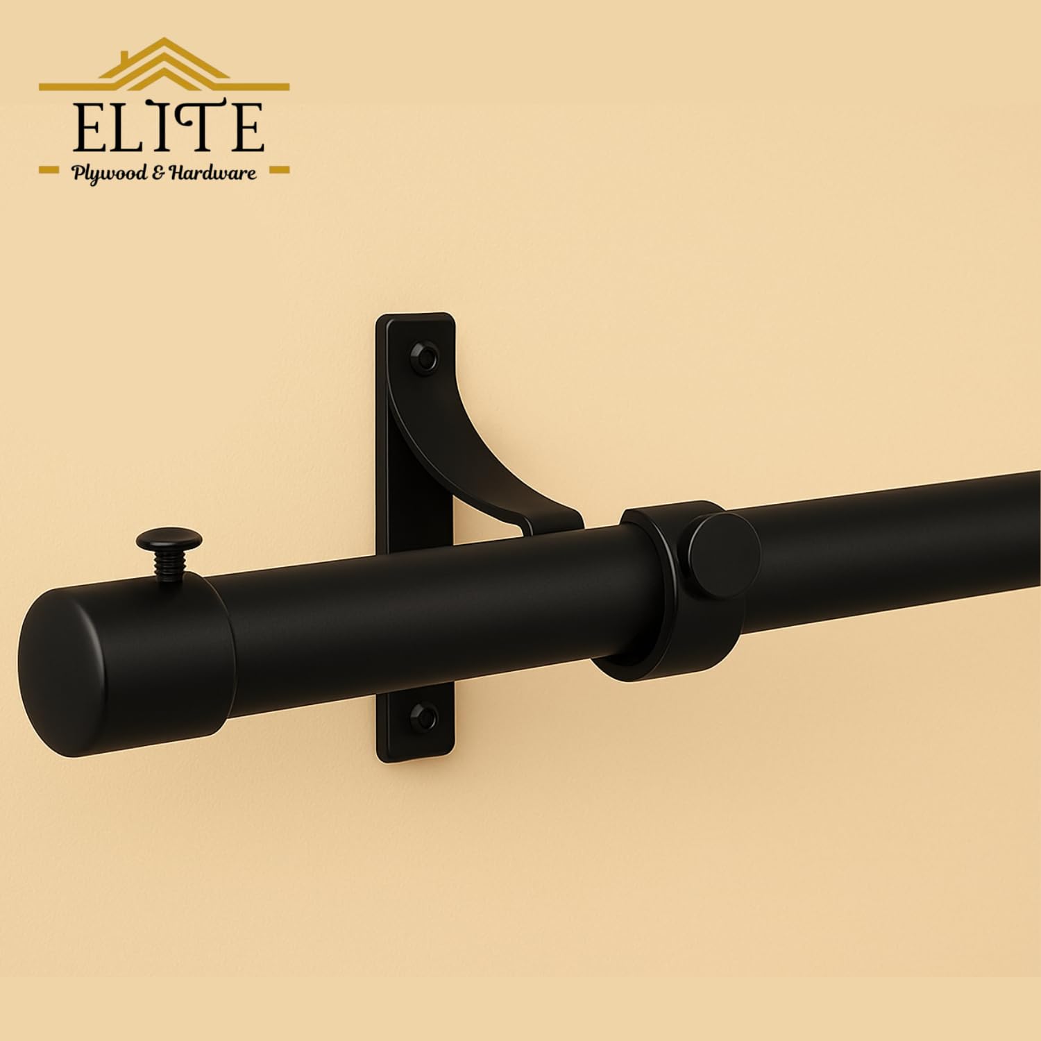 Elite Heavy Black Decorative Round Curtain Rod End Cap Finials for Door and Window 1 Inch Curtain Rod Accessories- 4pcs (Black) 3