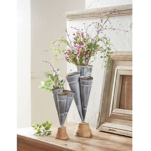 Mud Pie Small Conical 10.50 Inches X 5 Inches Tin Triple Vase Patio Lawn And Garden #TOP2