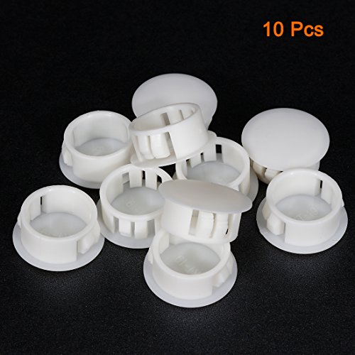 sourcingmap Hold Plugs,10pcs 19mm x 10.2mm White Nylon Round Snap Locking Panel Hole Cover - Image 2