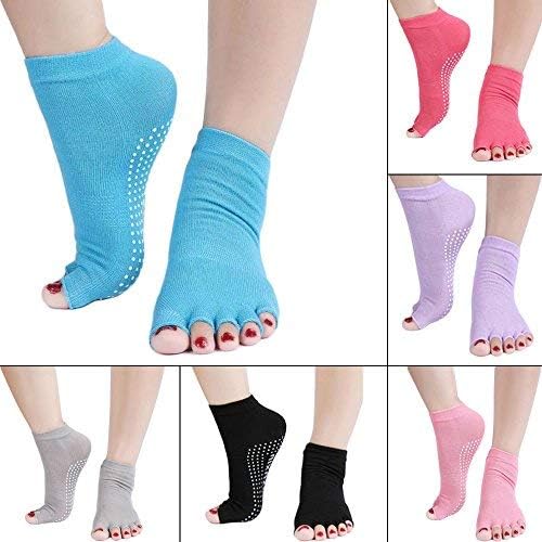 5 Pair Toeless Pilates Socks For Women, Barre Yoga Socks