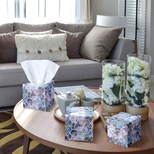 Image of Fourluoo 12 Pack Facial Tissues Cube Boxes 600 Sheets 3 Ply Square Design