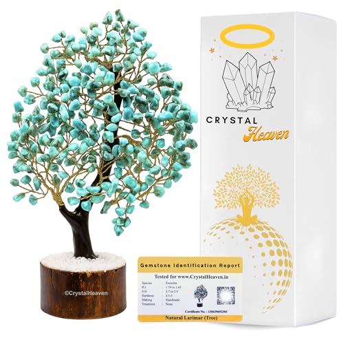 Image of Certified Larimar Crystal Tree for Good Luck - Healing Crystals Money Tree for Wealth, Positive Energy at Home Office - Decorative Spiritual Gifts for Vastu, House Warming