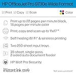 HP OfficeJet Pro 9730e Wide Format Wireless All-in-One Color Inkjet Printer, Print, scan, Copy up to 11x17', ADF, Duplex Printing Best for Office, 3 Months of Instant Ink Included (537P6A) - Image 2