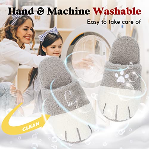 Cute Cat Paw Animal Slippers Anti-Skid Memory Foam House Shoes Warm Fluffy Fuzzy Women Slippers Christmas Halloween Gifts4