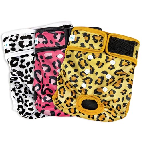 Image of Paw Legend Washable Reusable Female Dog Period Diapers for Heat Doggie Puppy Diapers for Female Dogs (3 Pack, Leopard, Small)