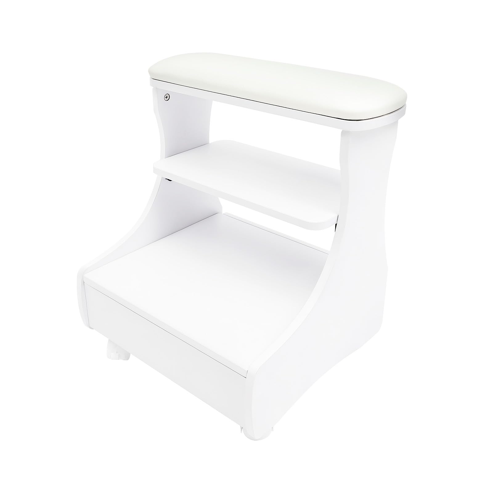 Chaise de Pédicure Mobile Avec Tiroirs, Chariot de Bain de Pieds Avec Roulettes pour Manucure et Massage (Blanc)