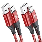 USB Type C ケーブル【2M/2本セット】Sweguard USB-C & USB-A 3.1A USB C ケーブル【QC3.0対応急速充電】タイプc 充電 iPhone17 16/iPhone 15 Pro MAX, iPad Pro,Samsung Galaxy S25/S24/S23/S22/S21/S20/S10,Pixel,usb type-c 機器と互換性があり (赤)