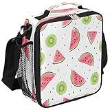 Watermelon Kids Lunch Box Kiwi Fruit Insulated Lunch Bag Tote for Girls Boys, Cooler Freezable Meal