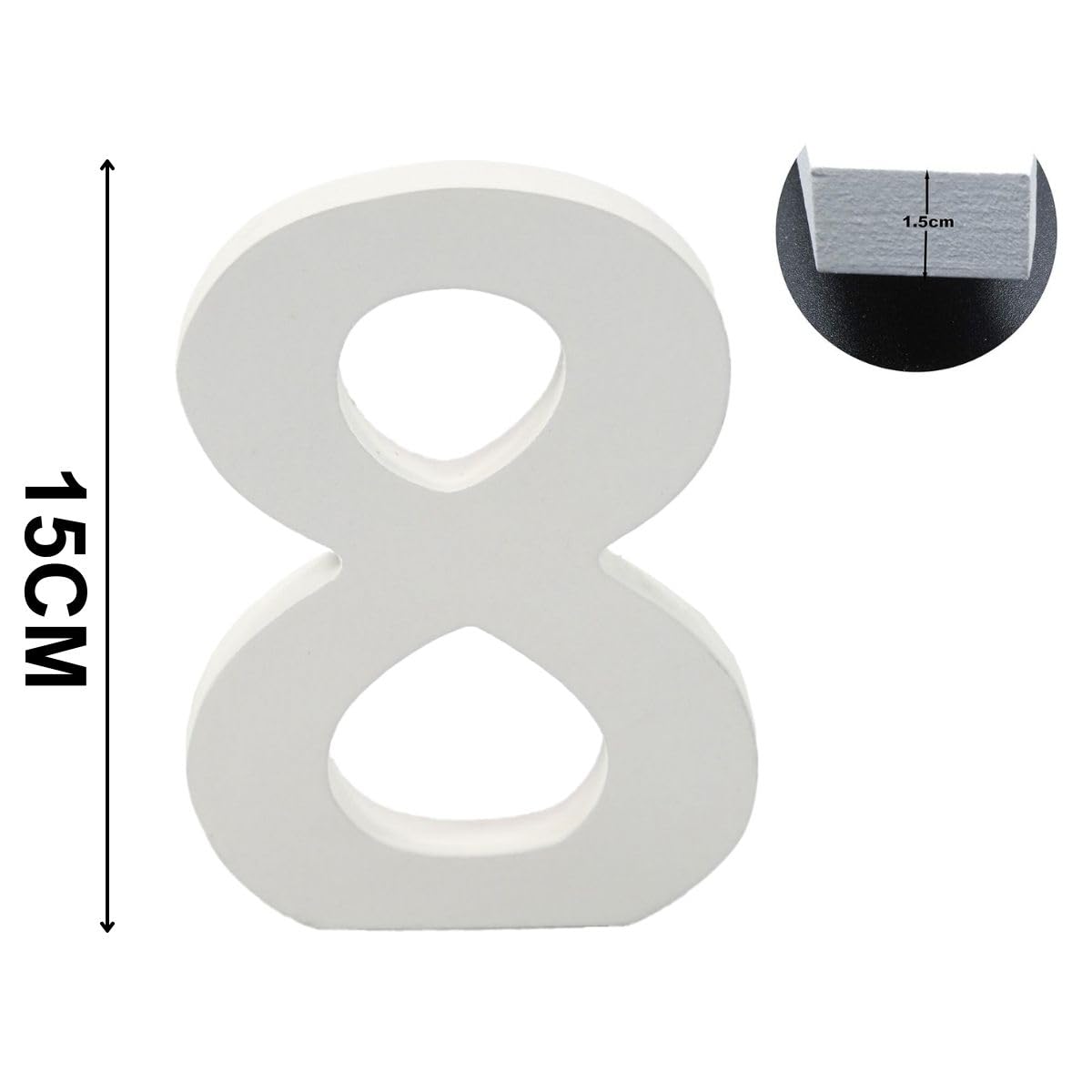 6 Inch White Decorative Wooden Letters and Numbers (8), talla única - Image 2