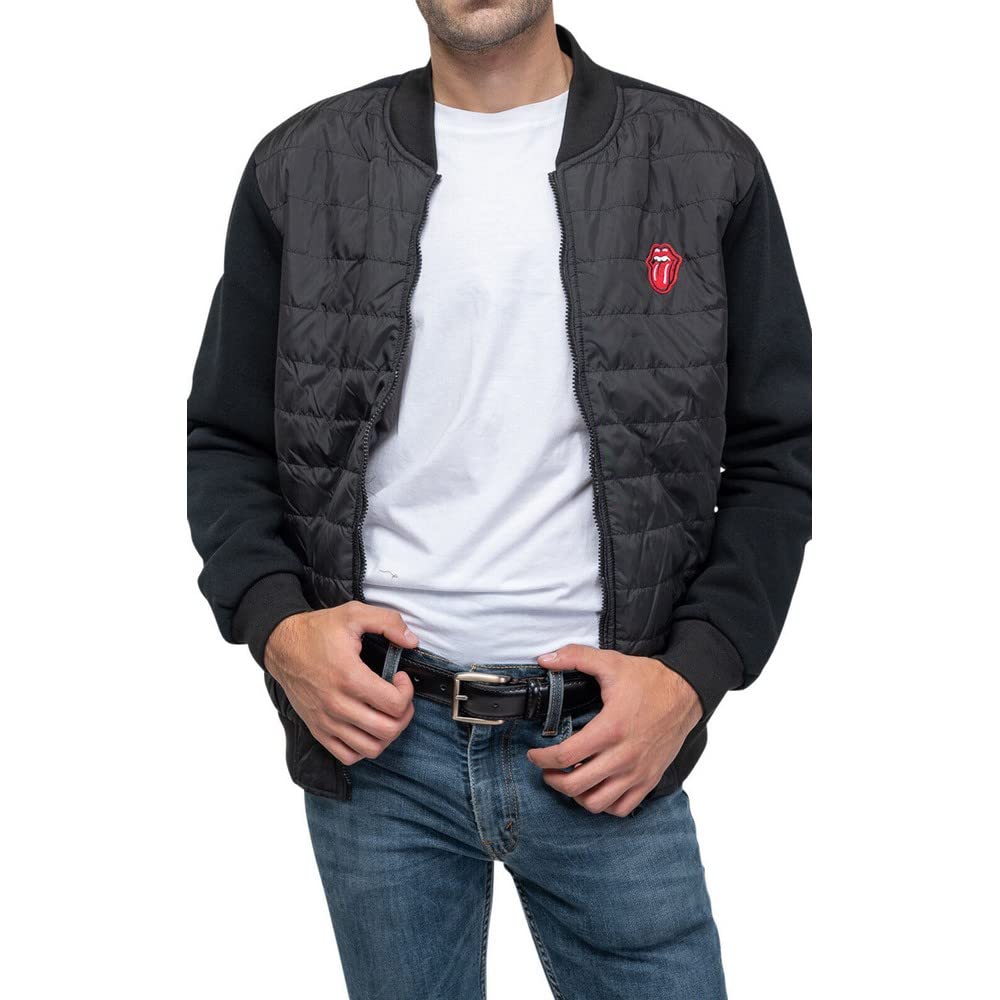 Rolling Stones The Quilted Jacke Classic Tongue Band Logo Offizielles Schwarz Unisex