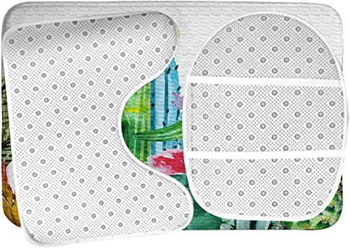 Badezimmerteppich-Set, 3-teilig, Tropische Kaktusblüte, waschbare Badeteppiche, rutschfest, mit Rückenpolster, Konturteppich und Toilettendeckelbezug – Bild 6