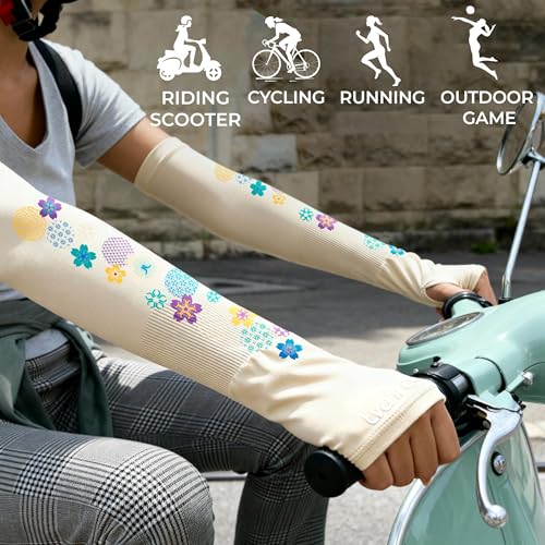 Image of TVARRA Anti-Tan Fingerless Arm Sleeves for Women|UV Protection Hand Cover Sleeves for Bike Riding, Running & Outdoor Use,Dust & Summer Protection Arm Sleeves