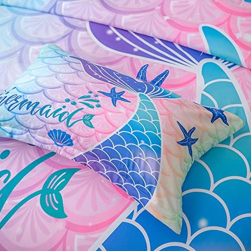 qjmiaofang Mermaid Bedding Set Twin Size for Girls Mermaid Scale Duvet Cover Kids Bedding Sets with 1 Duvet Cover and 2 Pillowcases Rainbow Mermaid Comforter Cover Fish Scale Bedding Set Mermaid Decor 4 51o D4piZQL. AC