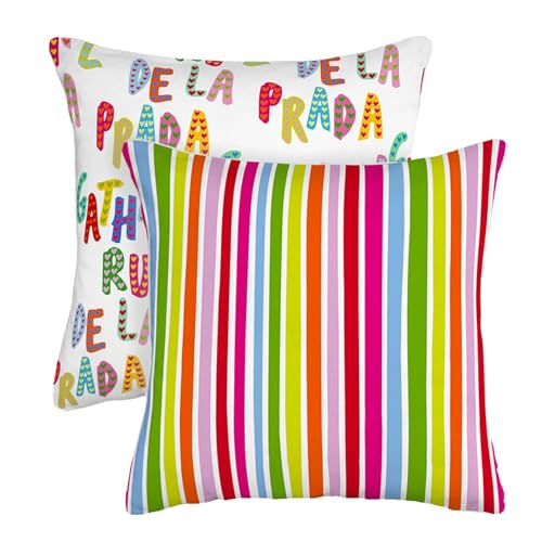 Funda de Cojín 50 x 50 Agatha Ruiz de la Prada, Diseño Colorido y Moderno, Cojines para Sofá y Cama, Fundas de Cojines Decorativas para Decoración Hogar, Pillow Case (Rayas Multicolor)