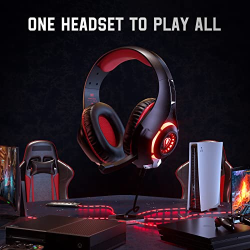Tatybo Gaming Headset for Ps4 Ps5 Xbox One Switch PC with Noise Canceling Mic, Deep Bass Stereo Sound (Black Red) by Tatybo - Image 4