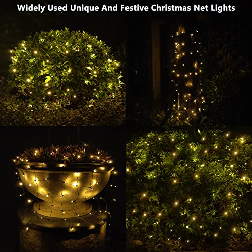 100-LED-Christmas-Lights-5-ftx5ft-Christmas-Net-Lights-Outdoor-Indoor-Mesh-Christmas-Decorations-Lights-stringPerfect-for-Bushes-or-Trees-Green-WireWarm-White 100 LED Christmas Lights 5 ftx5ft Christmas Net Lights Outdoor Indoor Mesh Christmas Decorations Lights stringPerfect for Bushes or Trees Green WireWarm White