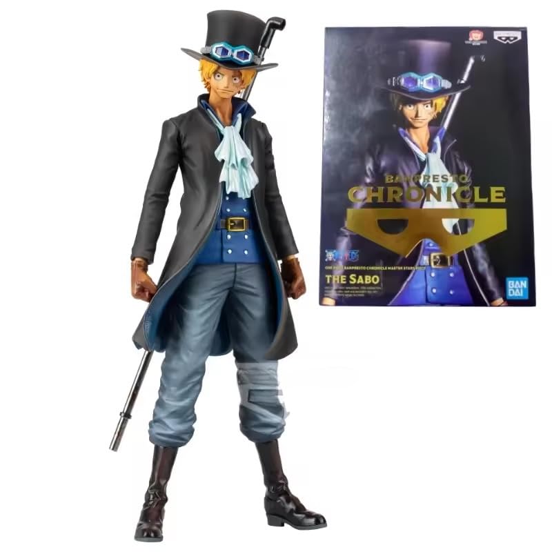 Anime One Piece Figurines Strawhat Monkey D Luffy Trafalgar Law Zoro Ace Sabo Crocodile Shanks Mihawk Buggy Action Collectible Gift Statues for One Piece Anime Manga Fans (Sabo)